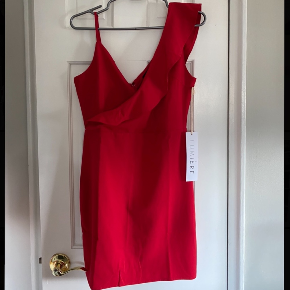 Lumiere Asymmetrical Red mini dress